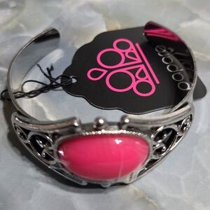 paparazzi Pink and Silver Hoop Accent Cuff Bracelet